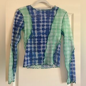 Urban Outfitters Blue and Green Long Sleeve Top